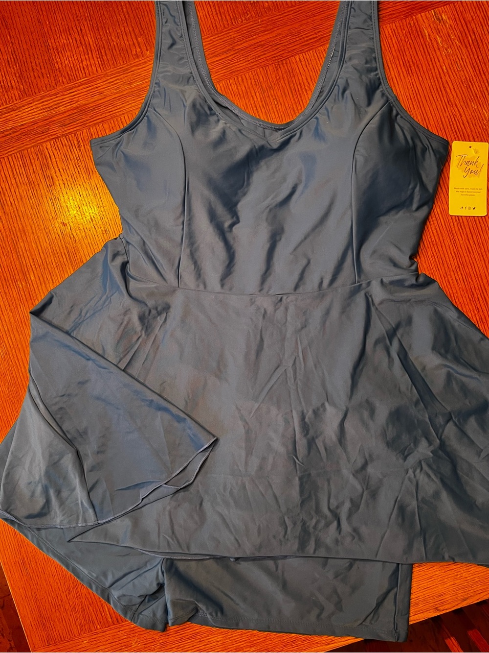 Blue Two-Piece Swim Dress 3XL
